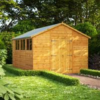 Powersheds Power Apex Shed 14' x 10' Double Doors in Natural Timber