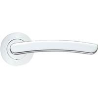 Stanza Santiago Lever on Rose Door Handles Polished (Pair) in Chrome Aluminium