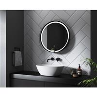 Sensio Dawn Round LED Bathroom Mirror TrioTone 600mm in Black Mirrored Glass