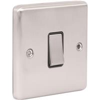 Wessex Electrical Wessex Brushed Stainless Steel Switch 1 Gang 2 Way in Silver