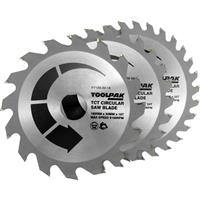 Toolpak TCT Circular Saw Blades 165 x 30mm (3 Pack) Steel