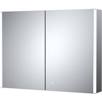 Nuie Leda Double Door LED Illuminated Bathroom Cabinet 600 x 800mm in Silver Aluminium