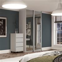 Spacepro Shaker 2 Door Sliding Wardrobe Kit Dove Framed Mirror 1753 x 2260mm in Grey Steel/Glass