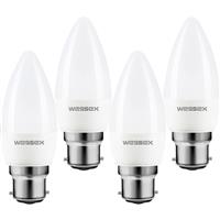 Wessex Electrical Wessex LED Frosted Candle Bulb Lamp 2.2W BC 250lm (4 Pack)