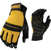 DeWalt Tough Fingerless Performance Gloves in Black/Yellow Spandex