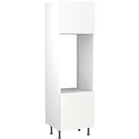 Kitchen Kit Flatpack Slab Kitchen Cabinet Tall Double Oven Unit Super Gloss 600mm in White MFC