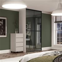 Spacepro Minimalist 2 Door Sliding Wardrobe Kit Black Framed Mirror Doors 1504 x 2260mm in Silver Aluminium/Glass