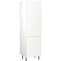 Kitchen Kit Flatpack Slab Kitchen Cabinet Tall Fridge & Freezer 70/30 Unit Super Gloss 600mm in White MFC