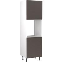 Kitchen Kit Flatpack J-Pull Kitchen Cabinet Tall Single Oven Unit Super Gloss 600mm in Graphite MFC