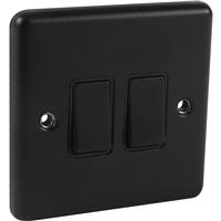 Wessex Electrical Wessex Matt Switch 2 Gang 2 Way in Black