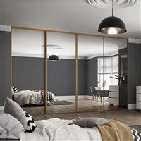 Spacepro Classic 4 Door Sliding Wardrobe Kit framed Mirror 3586 x 2260mm in Oak Steel/Glass