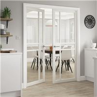 JB Kind City Clear Glass Internal Door 35 x 1981 x 610mm in White Mdf