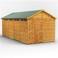 Powersheds Power Apex Security Shed 18' x 8' - Double Doors in Natural Timber