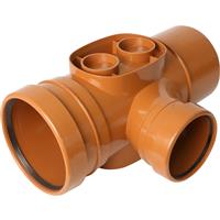 Aquaflow Unequal Junction 160mm 160 x 160 x 110mm 87.5deg Double in Terracotta