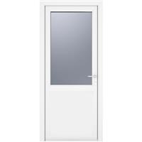 Crystal uPVC Single Door Half Glass Half Panel Left Hand Open In 920mm x 2090mm Obscure Double Glazed White (each)