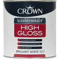 Crown Contract High Gloss Paint Brilliant 1L in White