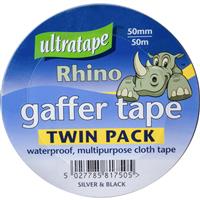 Ultratape Heavy Duty Cloth Duct Tape Twin Pack 50mm x 50m in Silver/Black