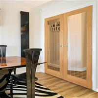 JB Kind Thames 1 Light Internal Door Unfinished Glazed 35 x 1981 x 610mm in Oak Veneer
