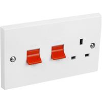Axiom 45A DP Cooker Unit 45A DP Switch & 13A Socket Neon in White Plastic