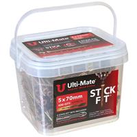 Ulti-Mate Stick-Fit Woodscrews Tub 5.0 x 70mm (400pk) in Gold