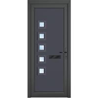 Crystal uPVC Front Door Contemporary 5 Glass Malaga Grey/White Left Hand 920 x 2090mm Obscure Glass 920 x 2090 x 70