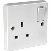 Crabtree Switched Socket 1 Gang Double Pole in White Plastic