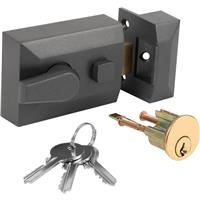 Deadlocking Nightlatch Gun Metal Standard in Grey