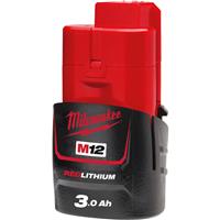 Milwaukee M12B3 3.0Ah Red Lithium-Ion Battery 1 x 3.0Ah Rubber