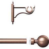 Rothley Curtain Pole Kit with Solid Orb Finials Antique 25mm x 1219mm in Copper Steel