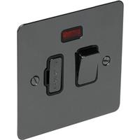 Axiom Flat Plate Nickel Fused Spur 13A Switched + Neon in Black