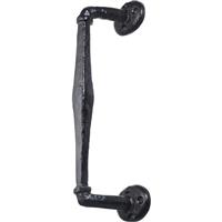Old Hill Ironworks Cranked Lever on Rose Door Handle 240mm in Black Cast Iron