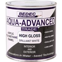Bedec Aqua Advanced High Gloss Paint Brilliant 1L in White Acrylic