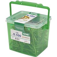 Spax Pozi Flat CSK Yellox Coated PZ2 Tub 5.0 x 100mm (135Pk) in Gold Steel