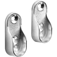Hiatt Oval Wardrobe Rail End Bracket (2 Pack) in Chrome Zinc Alloy