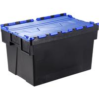 Barton Euro Container 56L with Attached Lid 600 x 400 x 310mm - Blue Lid (2 Pack)