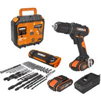 Worx WX370 20V Brushed Combi Drill 2 x 2.0Ah in Black/Orange