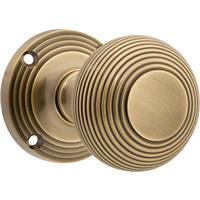 Designer Levers Beehive Mortice Knob Antique (Pair) in Brass