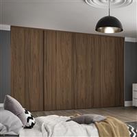 Spacepro Classic 4 Door Sliding Wardrobe Kit 2978 x 2260mm in Walnut Steel/MFC