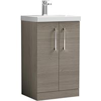 Nuie Arno Double Door Floor Standing Vanity Unit Solace 500mm With Standard Basin in Oak MFC
