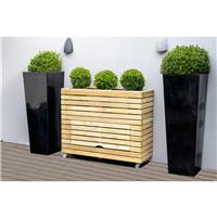 Forest Garden Tall Linear Planter with Wheels 120 x 40 x 97.2cm in Natural Timber