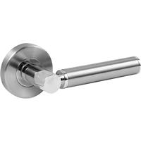 Titania Dual Tone Lever On Rose Door Handles Polished Chrome / Satin Nickel (Pair) in Silver