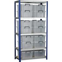 Barton Eco 5 Tier Shelving Bay with Storage Containers 1800 x 900 x 450mm Plastic