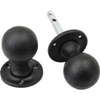 Old Hill Ironworks Mortice Rim Knob Set (Unsprung) 45mm Ball (Pair) in Black Cast Iron