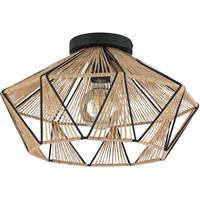 Eglo Adwickle Ceiling Light /Natural in Black Steel