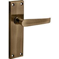 Hiatt Victorian Straight Door Handles Latch (Pair) in Antique Brass