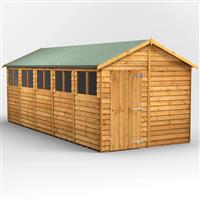 Power Overlap Apex Shed 20' x 8' in Natural Timber