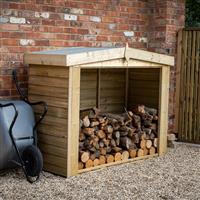 Forest Garden Overlap Presssure Treated Apex Log Store 153cm(h) x 198cm(w) x 81cm(d) in Natural Timber