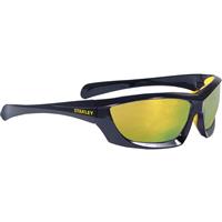 Stanley Full Frame Safety Glasses with Padded Brow Guard Fire Mirror in Black Rubber