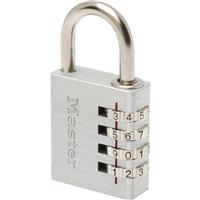 Master Lock Combination Padlock Aluminium 40 x 78 x 15mm in Chrome Steel
