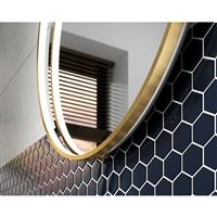 Sensio Aspect Round LED Bathroom Mirror Cool White Brushed 600mm in Brass Mirrored Glass